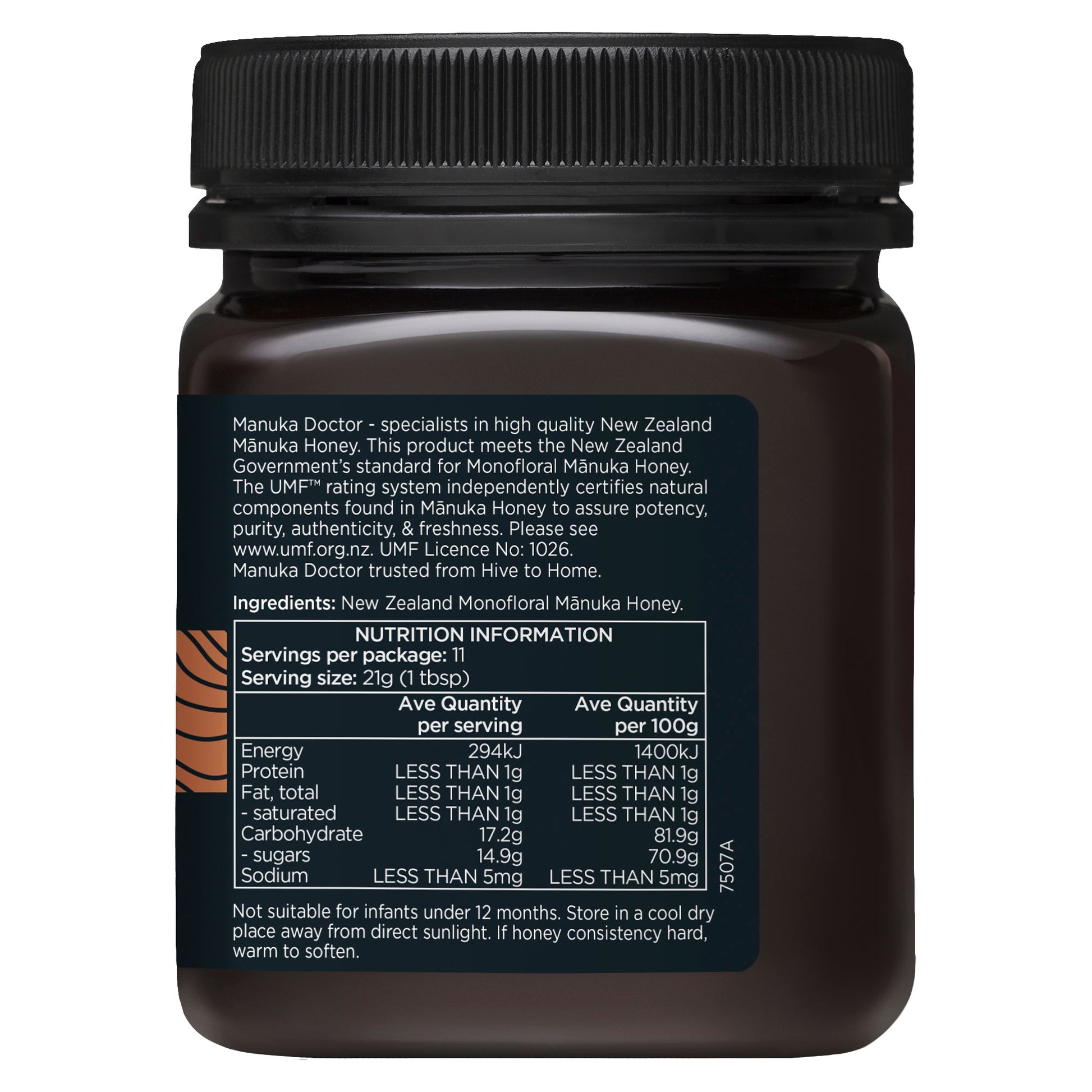 UMF 18+ Monofloral Manuka Honey 250g